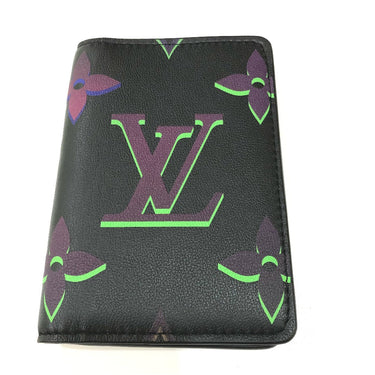 LOUIS VUITTON Card Case M82372 Calf leather black Monogram Organizer De Poch mens Used Authentic